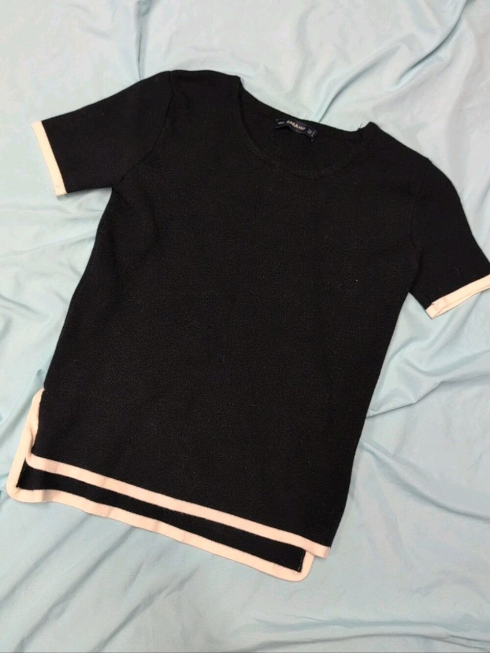 Zara Crop Knit Crewneck Black Size S